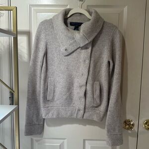 French Connection Angora Wool Knit Jacket Cardigan Sweater M Neutral